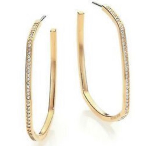 Michael Kors Gold Cityscape Chains Hoops Earrings - Picture 2 of 4